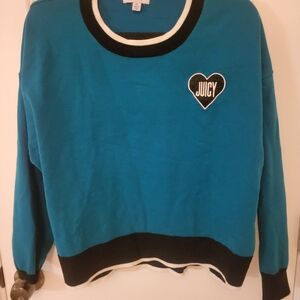 Juicy Couture Teal and Black Crew Neck Sweater